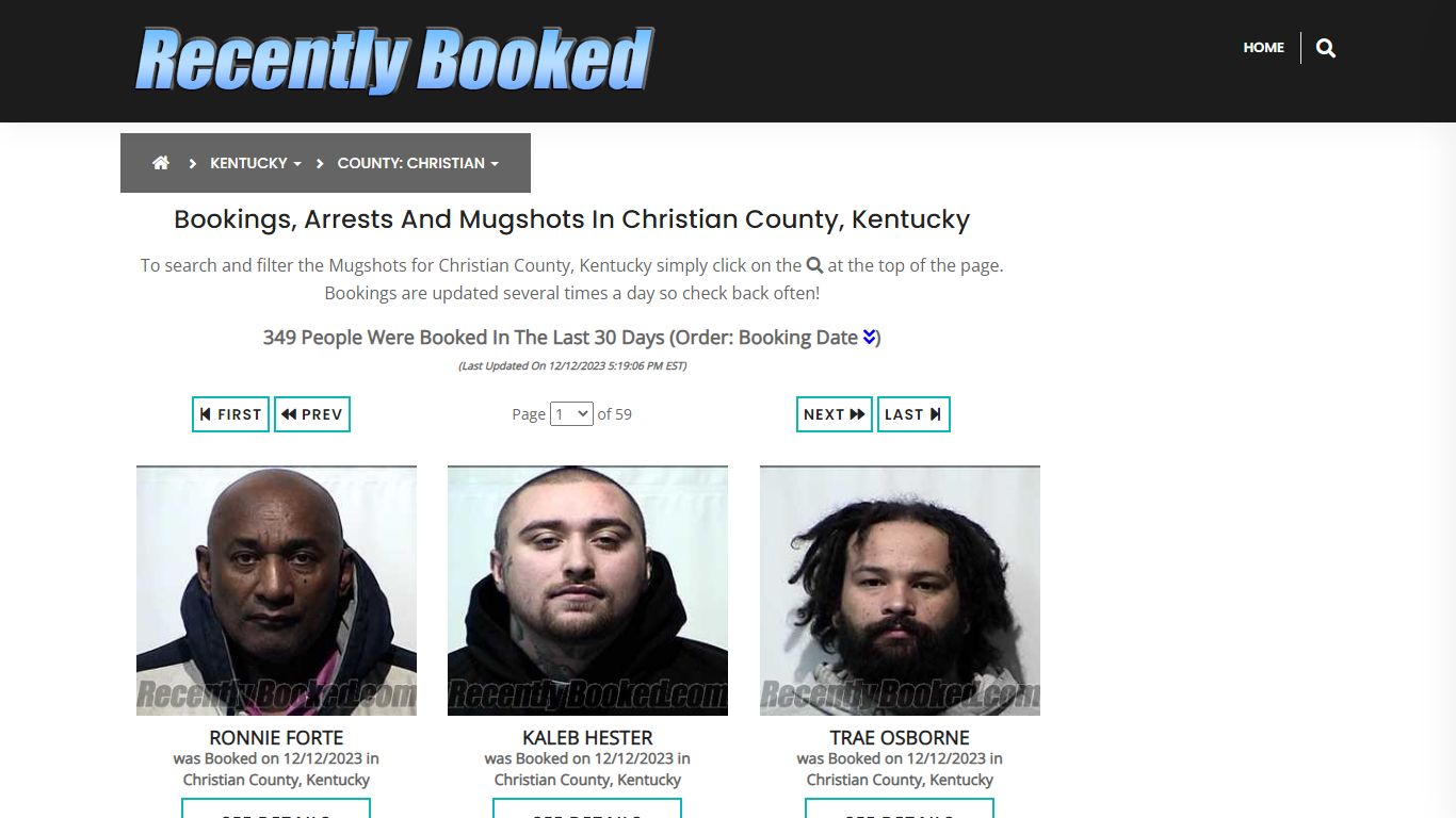 Bookings, Arrests and Mugshots in Christian County, Kentucky