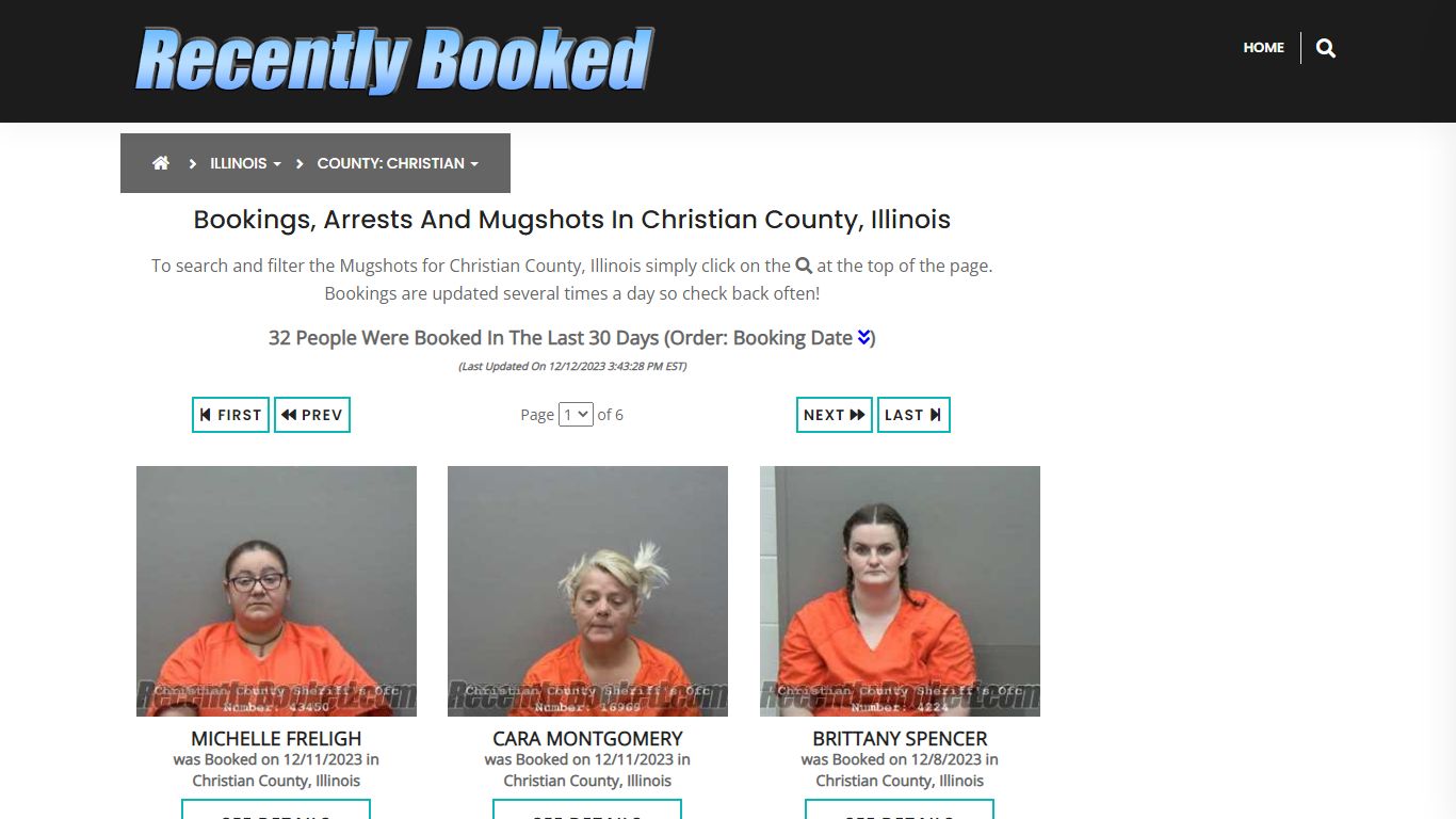 Recent bookings, Arrests, Mugshots in Christian County, Illinois